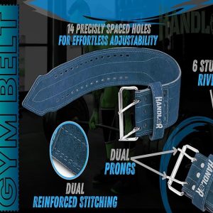 Handler Genuine Leather Unbreakble, non tearable Gym Belt for Workout Deadlift Belt for Gym Suede Powerlifting Weight Lifting for Heavy Workout