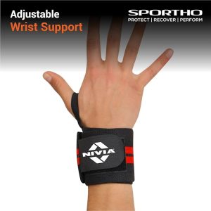 Nivia Wrist Support With Thumb Loop for Men & Women (1 Pair, Black/Red)